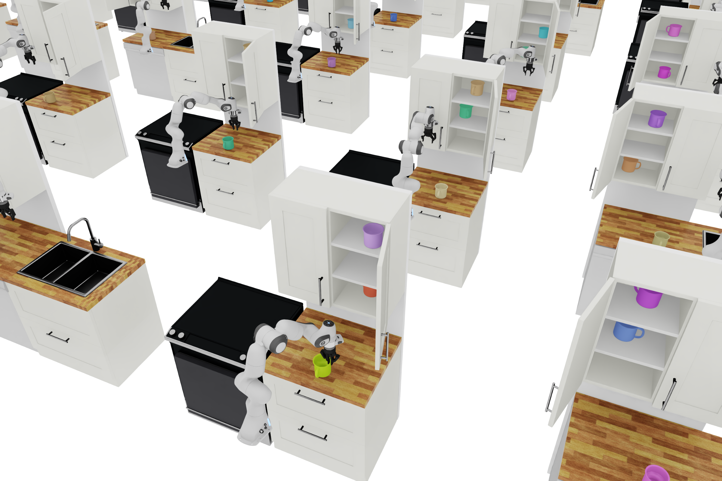 Rendered parallel RL kitchen environments