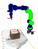 Reconstruction with repulsive forces steering the end-effector goal